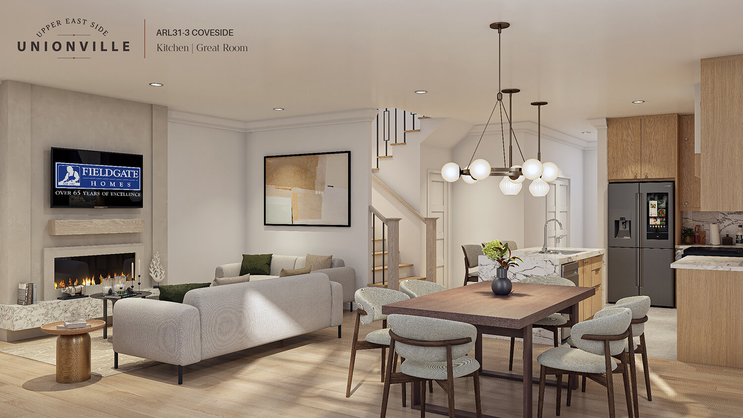 UpperEast Side Unionville kitchen and great room rendering
